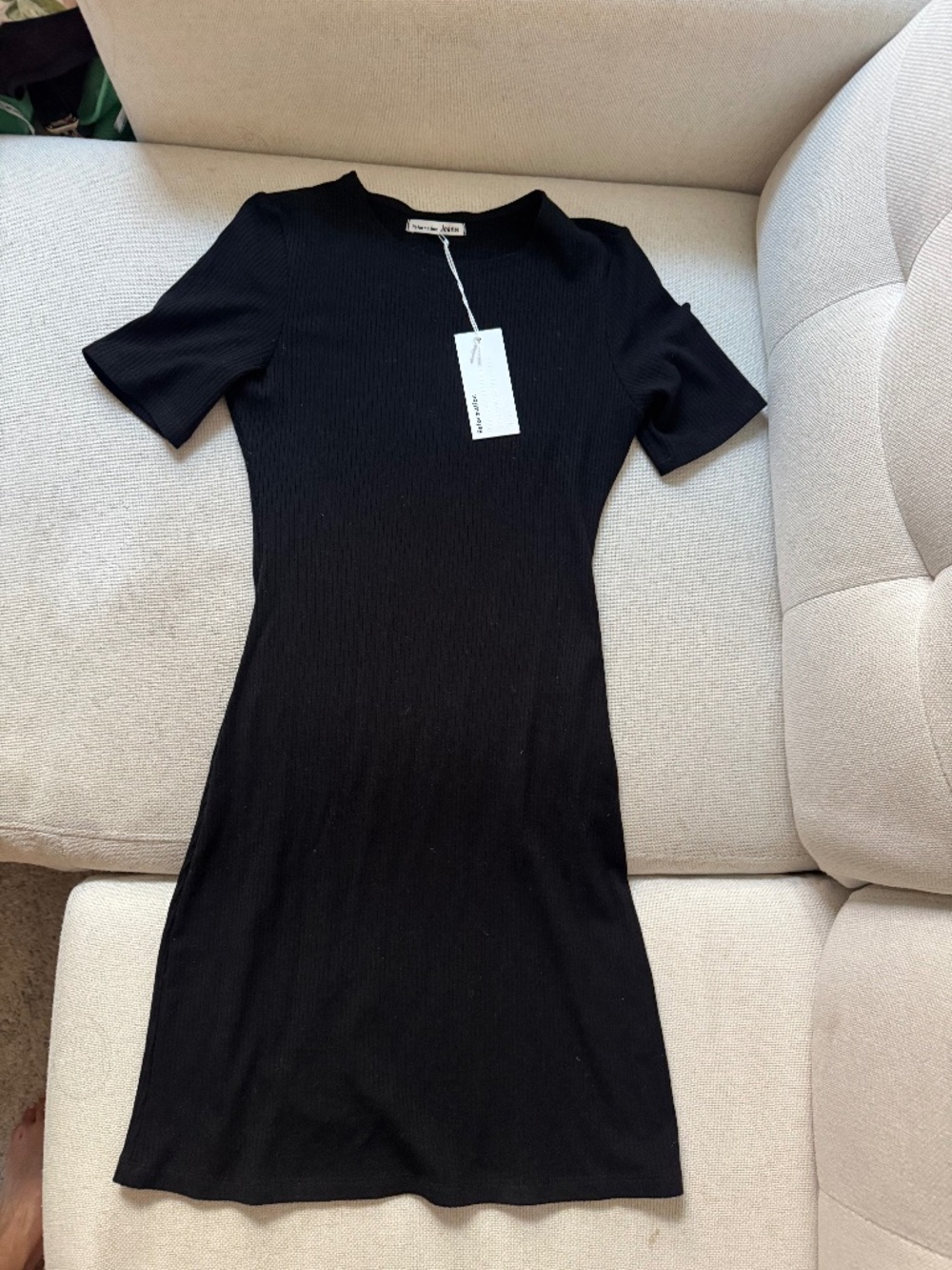 Reformation Black Ribbed T Shirt Dress sz Small NWT
